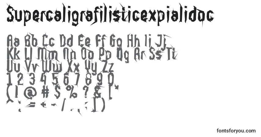 Schriftart Supercaligrafilisticexpialidoc – Alphabet, Zahlen, spezielle Symbole