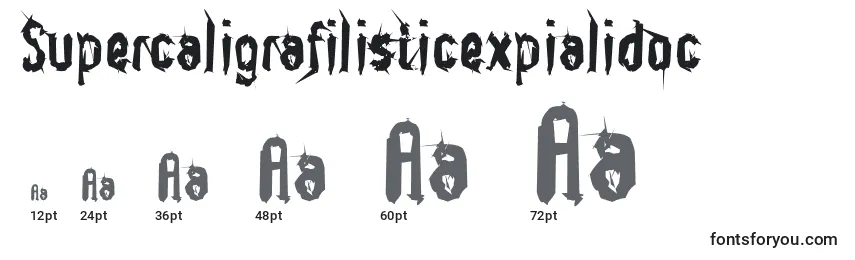 Größen der Schriftart Supercaligrafilisticexpialidoc