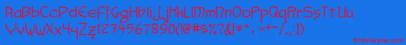 Faemoot4s Font – Red Fonts on Blue Background