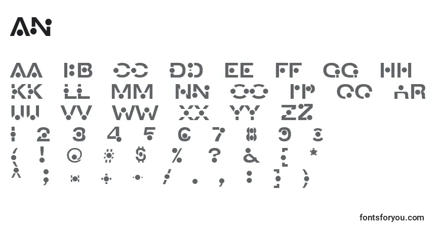 Fuente An - alfabeto, números, caracteres especiales
