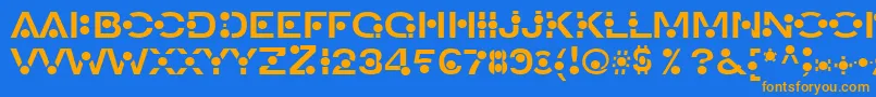 フォントAn – オレンジ色の文字が青い背景にあります。