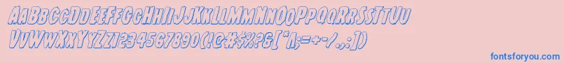Youngfrank3Dital-Schriftart – Blaue Schriften auf rosa Hintergrund