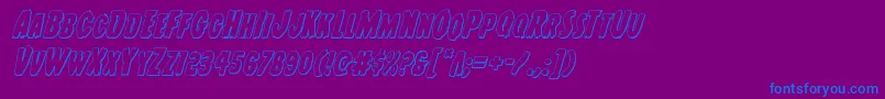 Youngfrank3Dital-Schriftart – Blaue Schriften auf violettem Hintergrund
