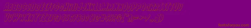 フォントYoungfrank3Dital – 紫色の背景に茶色のフォント
