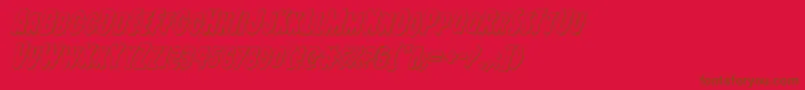 Youngfrank3Dital-Schriftart – Braune Schriften auf rotem Hintergrund