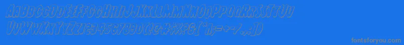Youngfrank3Dital-fontti – harmaat kirjasimet sinisellä taustalla