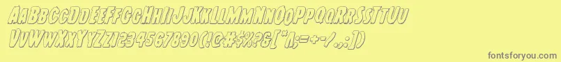フォントYoungfrank3Dital – 黄色の背景に灰色の文字