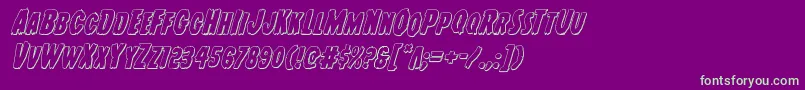 フォントYoungfrank3Dital – 紫の背景に緑のフォント