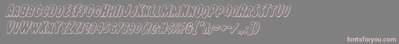 フォントYoungfrank3Dital – 灰色の背景にピンクのフォント