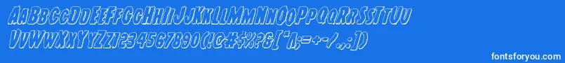 フォントYoungfrank3Dital – 青い背景に白い文字