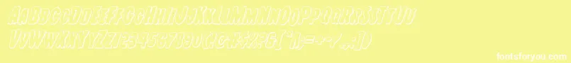 Youngfrank3Dital-Schriftart – Weiße Schriften auf gelbem Hintergrund
