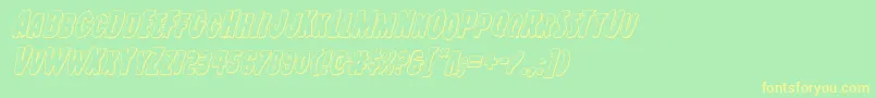 Youngfrank3Dital-fontti – keltaiset fontit vihreällä taustalla