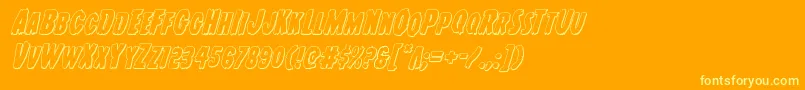 Youngfrank3Dital-Schriftart – Gelbe Schriften auf orangefarbenem Hintergrund