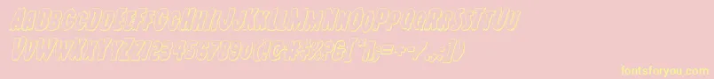 フォントYoungfrank3Dital – 黄色のフォント、ピンクの背景