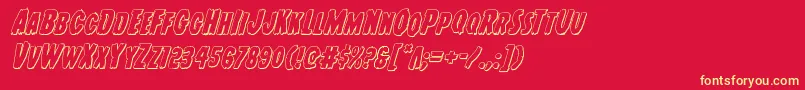 Шрифт Youngfrank3Dital – жёлтые шрифты на красном фоне