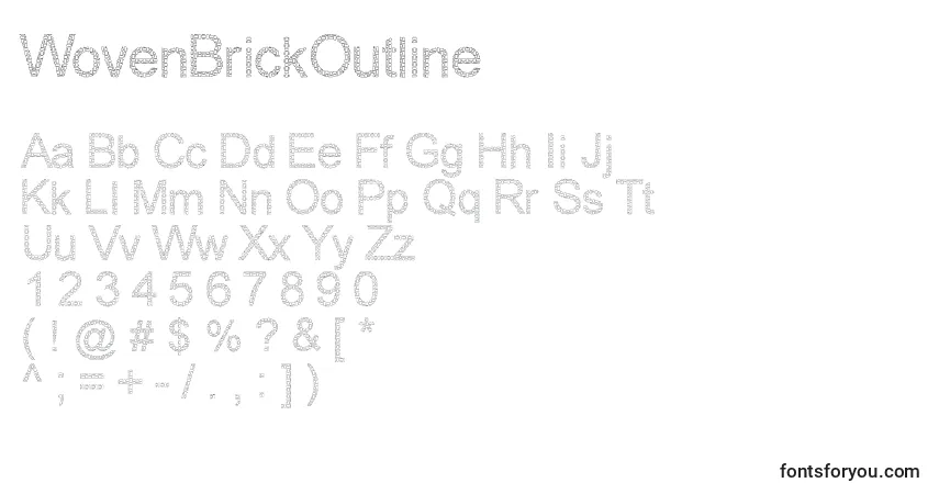 Schriftart WovenBrickOutline – Alphabet, Zahlen, spezielle Symbole