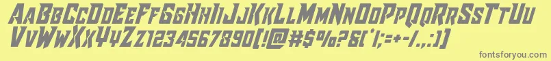 Raidercrusadershiftup-fontti – harmaat kirjasimet keltaisella taustalla