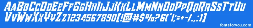 Raidercrusadershiftup Font – White Fonts on Blue Background