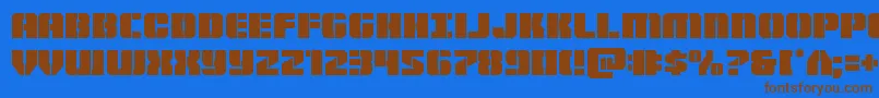 Warpthruster Font – Brown Fonts on Blue Background