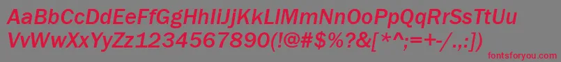 フォントFranklinGothicMediumItalic – 赤い文字の灰色の背景