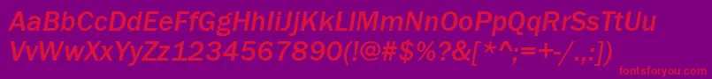 FranklinGothicMediumItalic Font – Red Fonts on Purple Background