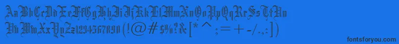 Blackletter686Bt-Schriftart – Schwarze Schriften auf blauem Hintergrund