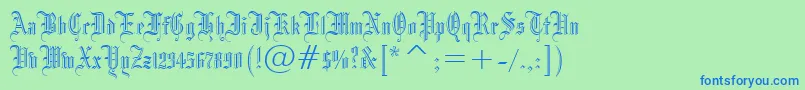 Blackletter686Bt-fontti – siniset fontit vihreällä taustalla