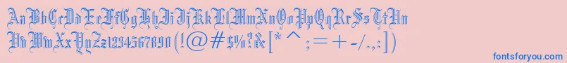 Blackletter686Bt-Schriftart – Blaue Schriften auf rosa Hintergrund