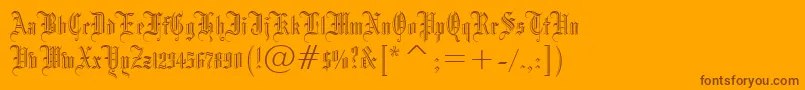 Blackletter686Bt-Schriftart – Braune Schriften auf orangefarbenem Hintergrund