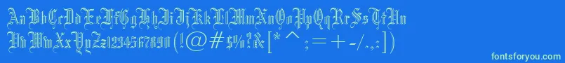 fuente Blackletter686Bt – Fuentes Verdes Sobre Fondo Azul