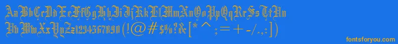 Czcionka Blackletter686Bt – pomarańczowe czcionki na niebieskim tle
