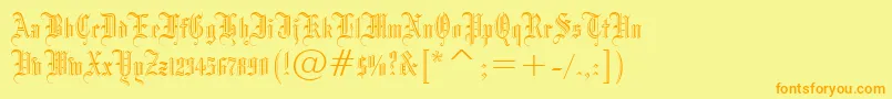 Blackletter686Bt-fontti – oranssit fontit keltaisella taustalla