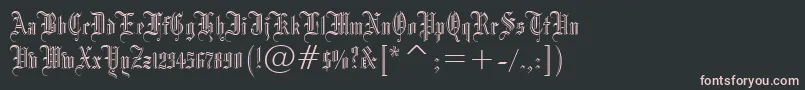 Blackletter686Bt-fontti – vaaleanpunaiset fontit mustalla taustalla
