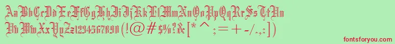 フォントBlackletter686Bt – 赤い文字の緑の背景