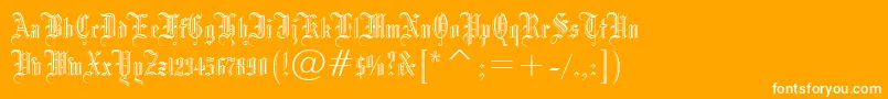 Blackletter686Bt-fontti – valkoiset fontit oranssilla taustalla