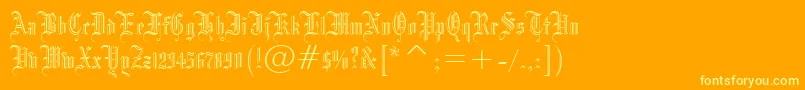 フォントBlackletter686Bt – オレンジの背景に黄色の文字