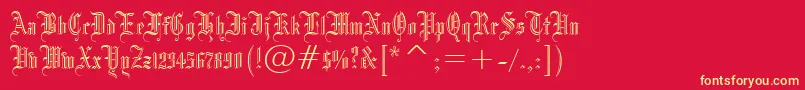 フォントBlackletter686Bt – 黄色の文字、赤い背景