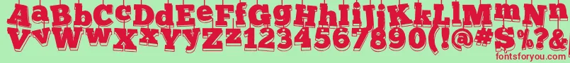 フォントFotokerstkaart – 赤い文字の緑の背景