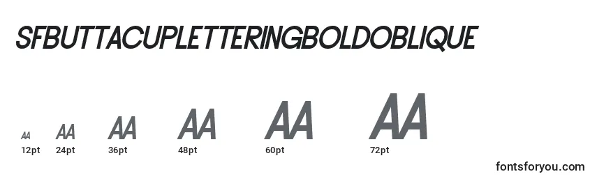 Размеры шрифта SfButtacupLetteringBoldOblique