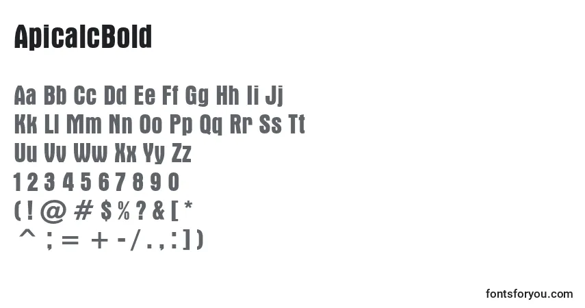 Schriftart ApicalcBold – Alphabet, Zahlen, spezielle Symbole
