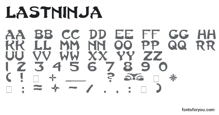 Schriftart Lastninja – Alphabet, Zahlen, spezielle Symbole