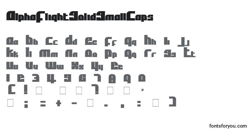 A fonte AlphaFlightSolidSmallCaps – alfabeto, números, caracteres especiais