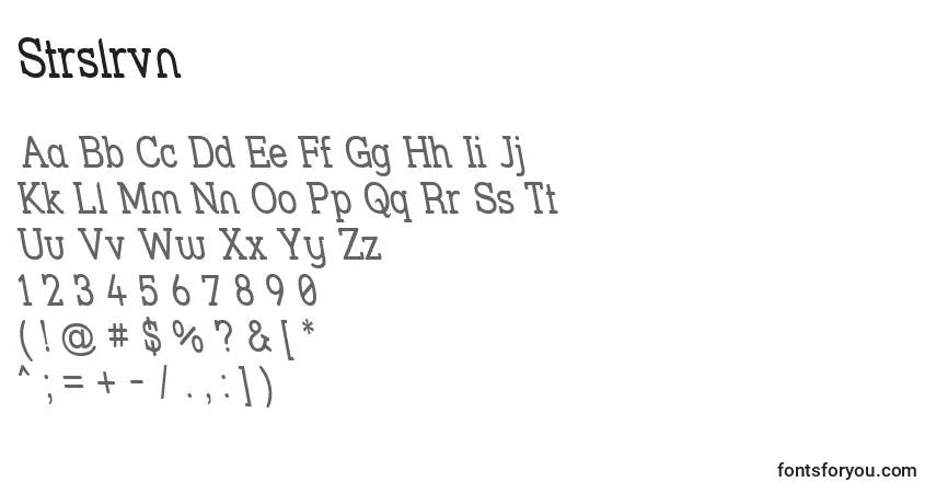Schriftart Strslrvn – Alphabet, Zahlen, spezielle Symbole