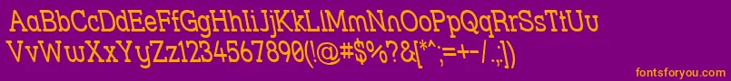 Strslrvn-Schriftart – Orangefarbene Schriften auf violettem Hintergrund