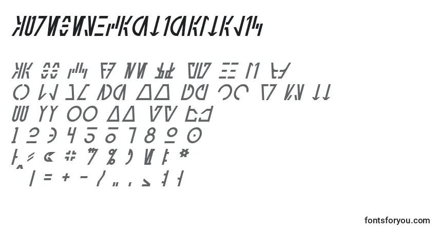 Czcionka AurebeshCantinaItalic – alfabet, cyfry, specjalne znaki
