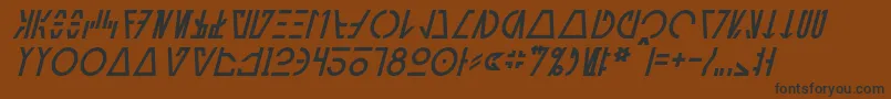 フォントAurebeshCantinaItalic – 黒い文字が茶色の背景にあります