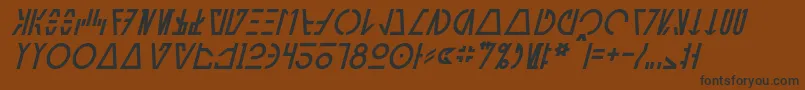 Czcionka AurebeshCantinaItalic – czarne czcionki na brązowym tle