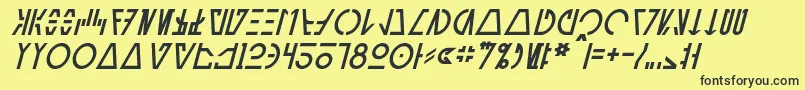 AurebeshCantinaItalic-fontti – mustat fontit keltaisella taustalla