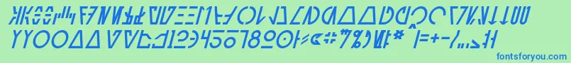 AurebeshCantinaItalic-fontti – siniset fontit vihreällä taustalla