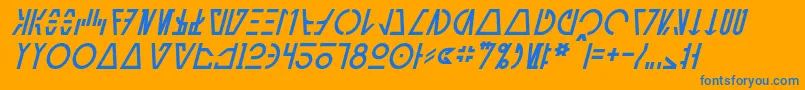 Czcionka AurebeshCantinaItalic – niebieskie czcionki na pomarańczowym tle